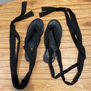 Black wrap up sandals